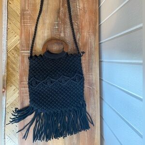 Danielle Nicole - black fringed cotton crossbody bag